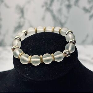 Elegant Silver and Gold Beaded Bracelet